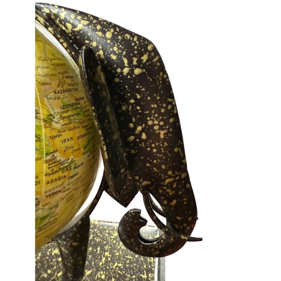 Handcrafted Elephant Globe With Gold Speckled Base & Vintage Map Design - Picture 5 of 12